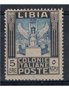 COLONIE LIBIA 1940 Serie Pittorica 5₤ nero e azzurro MH*