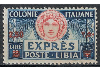 LIBYA 1927-36 Express £2.50 on £2 blue and carmine MH*