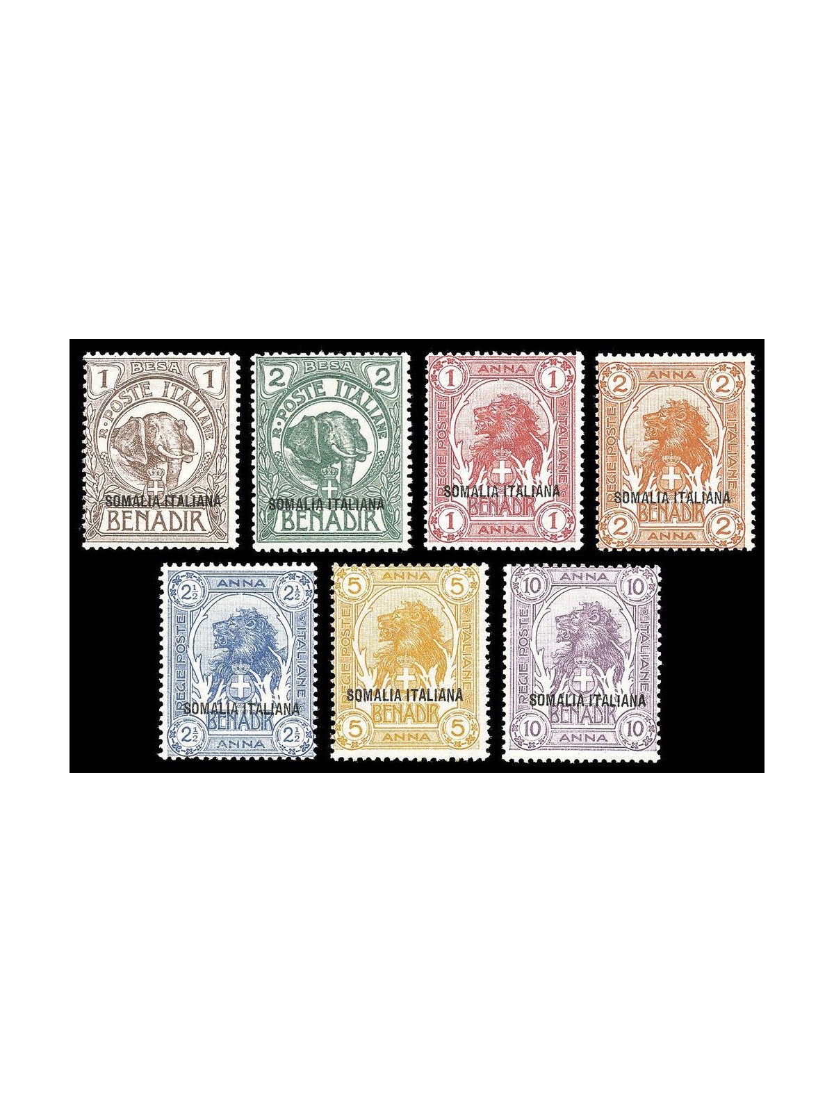 ITALIAN SOMALIA 1921 Ordinary series, not issued 7v MH*