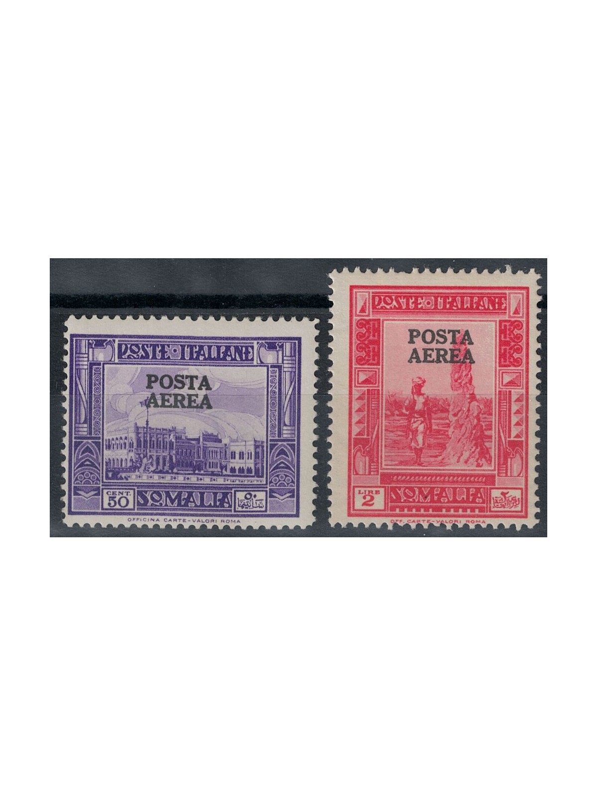 ITALIAN SOMALIA 1936 Pictorial overprint (airmail) 2v MH*