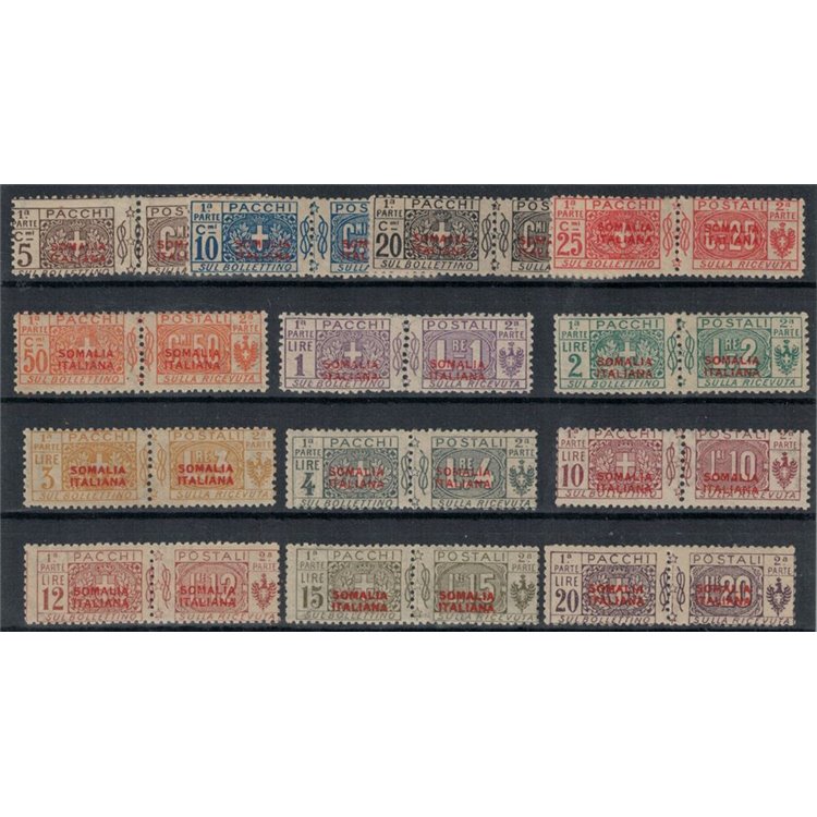 ITALIAN SOMALIA 1926-31 Postal parcels overprinted in red 3rd type 13v MH*