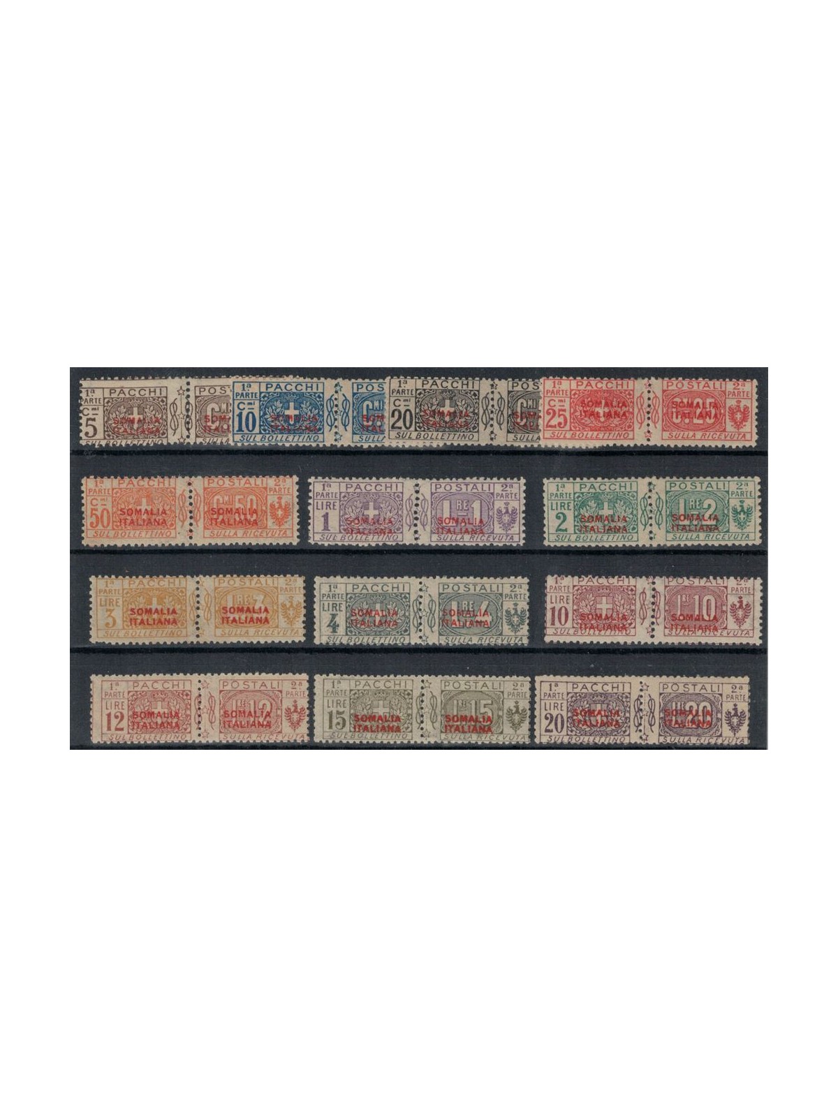 SOMALIA ITALIANA 1926-31 Pacchi postali soprast. in rosso 3° tipo 13v MH*