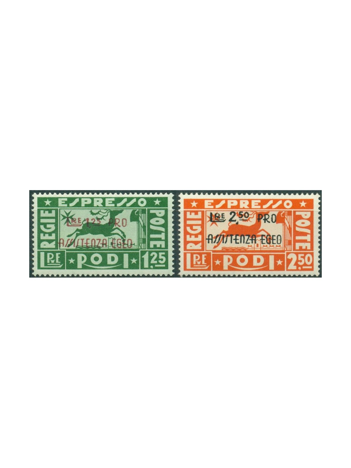 AEGEAN 1943 Pro Aegean Assistance, express 2v MH*