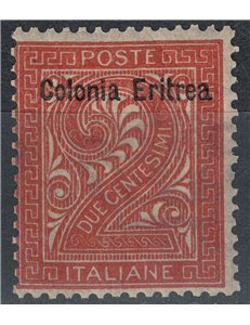ERITREA 1893 2c red brown MH*