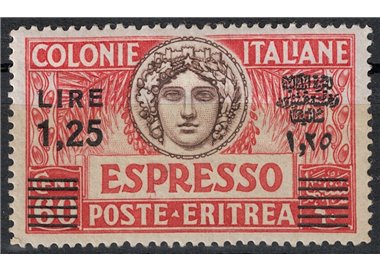 ERITREA 1936 Espresso 1,25 su 60c soprast. in nero MH*