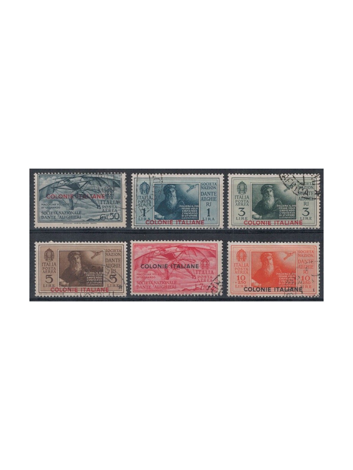 COLONIES GENERAL ISSUES 1932 Dante Alighieri (airmail) 6v us