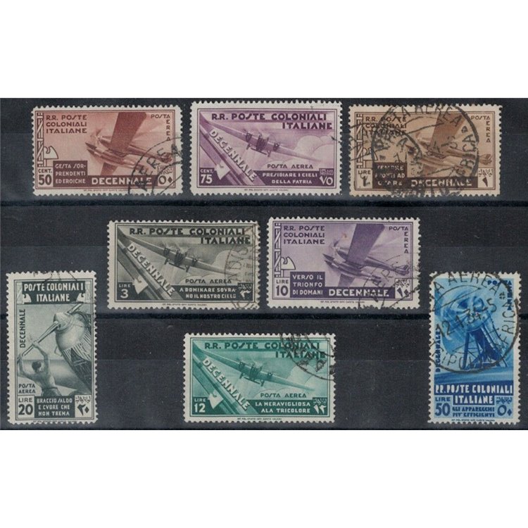 COLONIE EMISSIONI GENERALI 1933 Marcia su Roma (posta aerea) 8v us