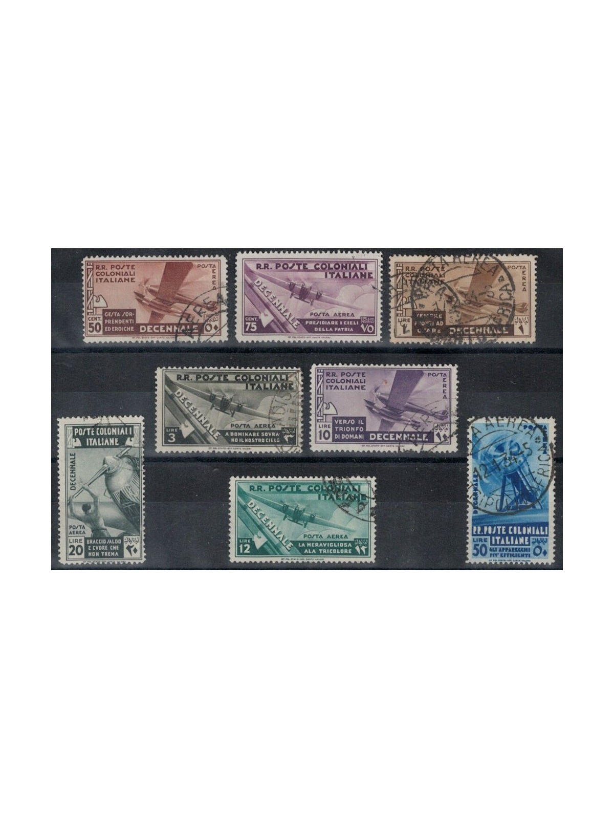 COLONIE EMISSIONI GENERALI 1933 Marcia su Roma (posta aerea) 8v us