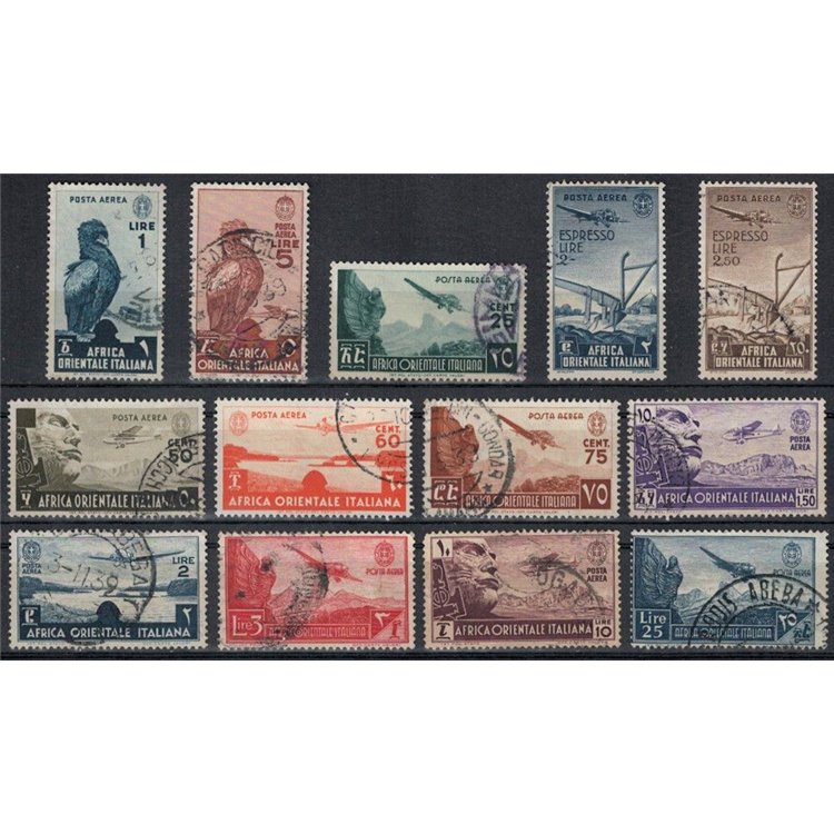 ITALIAN EAST AFRICA 1938 Pictorial Series (airmail) 13v us