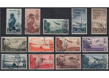 AFRICA ORIENTALE ITALIANA 1938 Serie Pittorica (posta aerea) 13v us