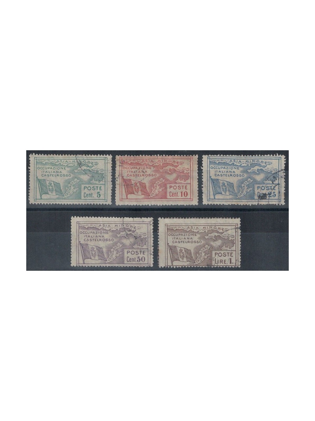 AEGEAN CASTELROSSO 1923 Italian occupation of the island 5v us
