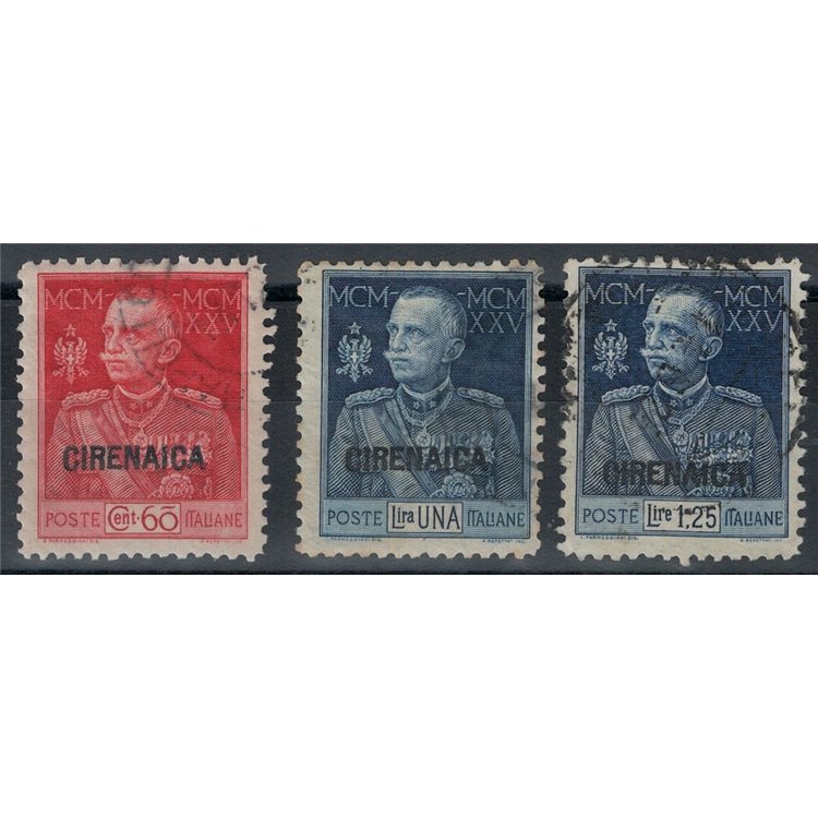 COLONIE CIRENAICA 1925-26 Giubileo del Re dent. 11 3v us