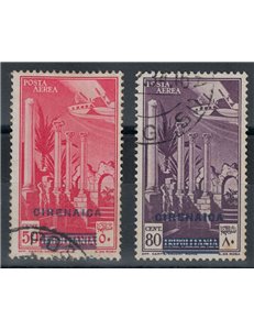 CIRENAICA 1932 Posta aerea di Tripolitania soprastampata 2v us