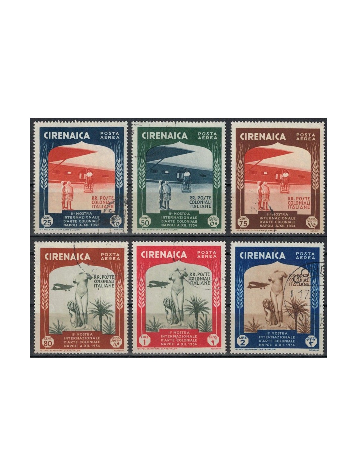 CIRENAICA 1934 Mostra d'arte coloniale (posta aerea) 6v us