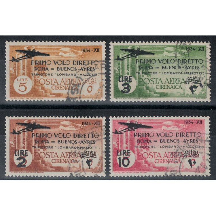 COLONIE CIRENAICA 1934 Volo Roma-Buenos Aires 4v us