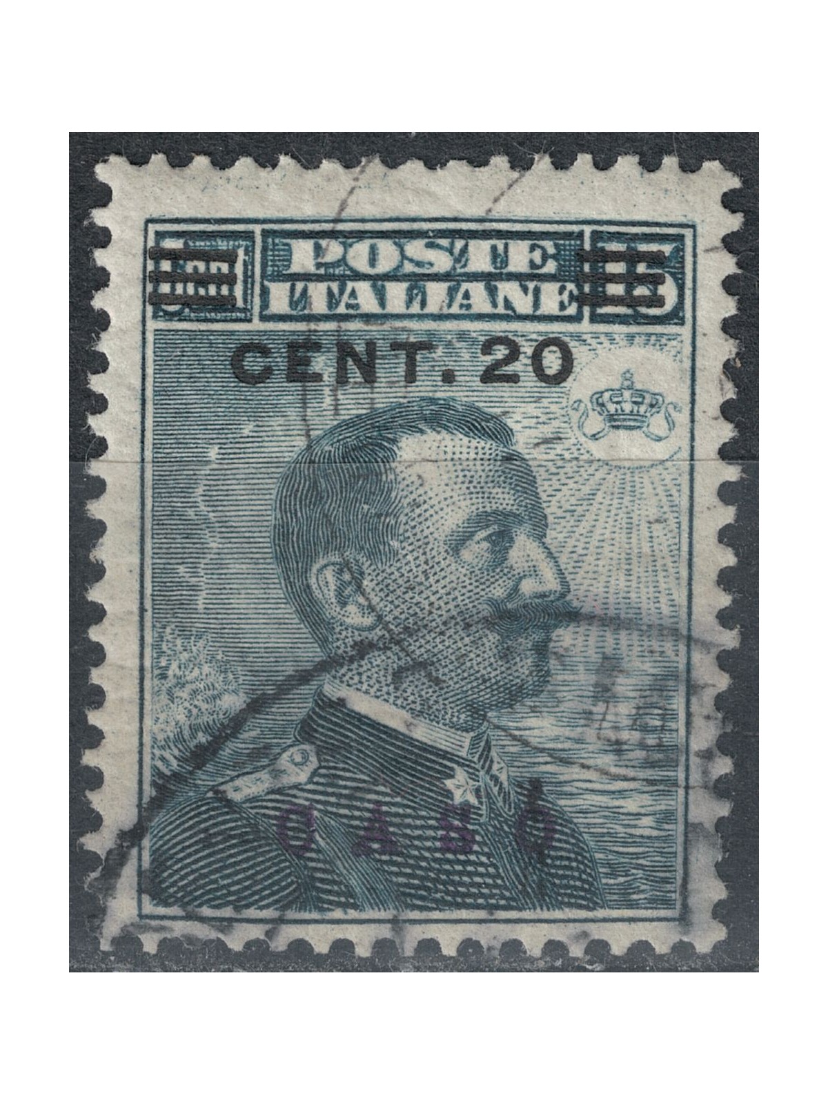 EGEO CASO 1916 20c su 15c grigio nero us