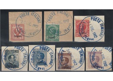 EGEO LIPSO 1912 Ordinary series 7v used on fragment