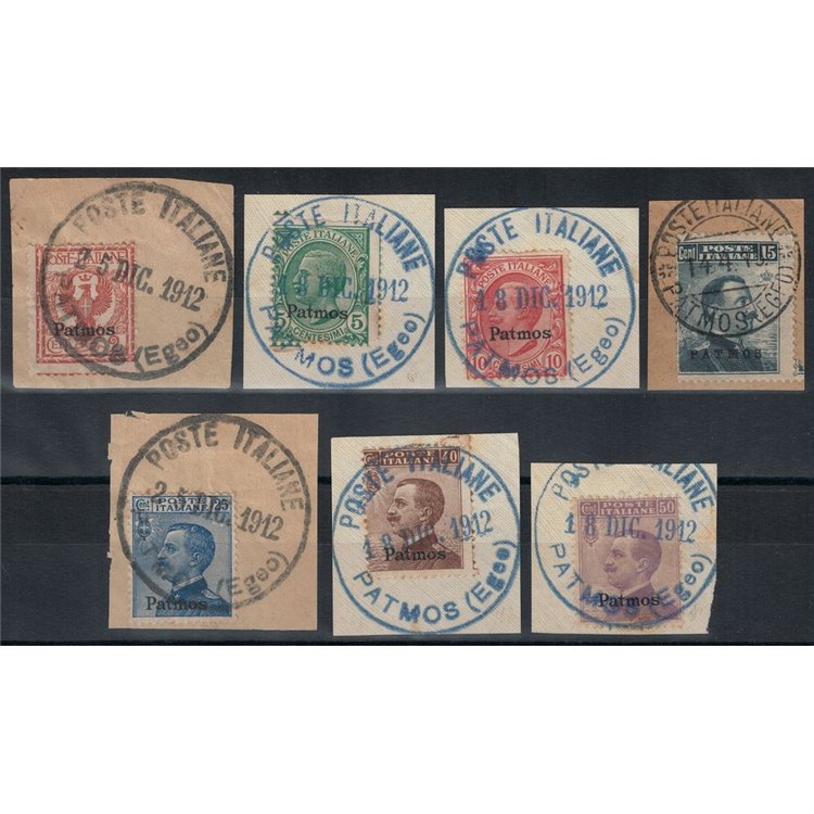 EGEO PATMO 1912 Serie ordinaria 7v usati su frammento
