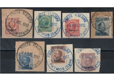 EGEO PATMO 1912 Serie ordinaria 7v usati su frammento