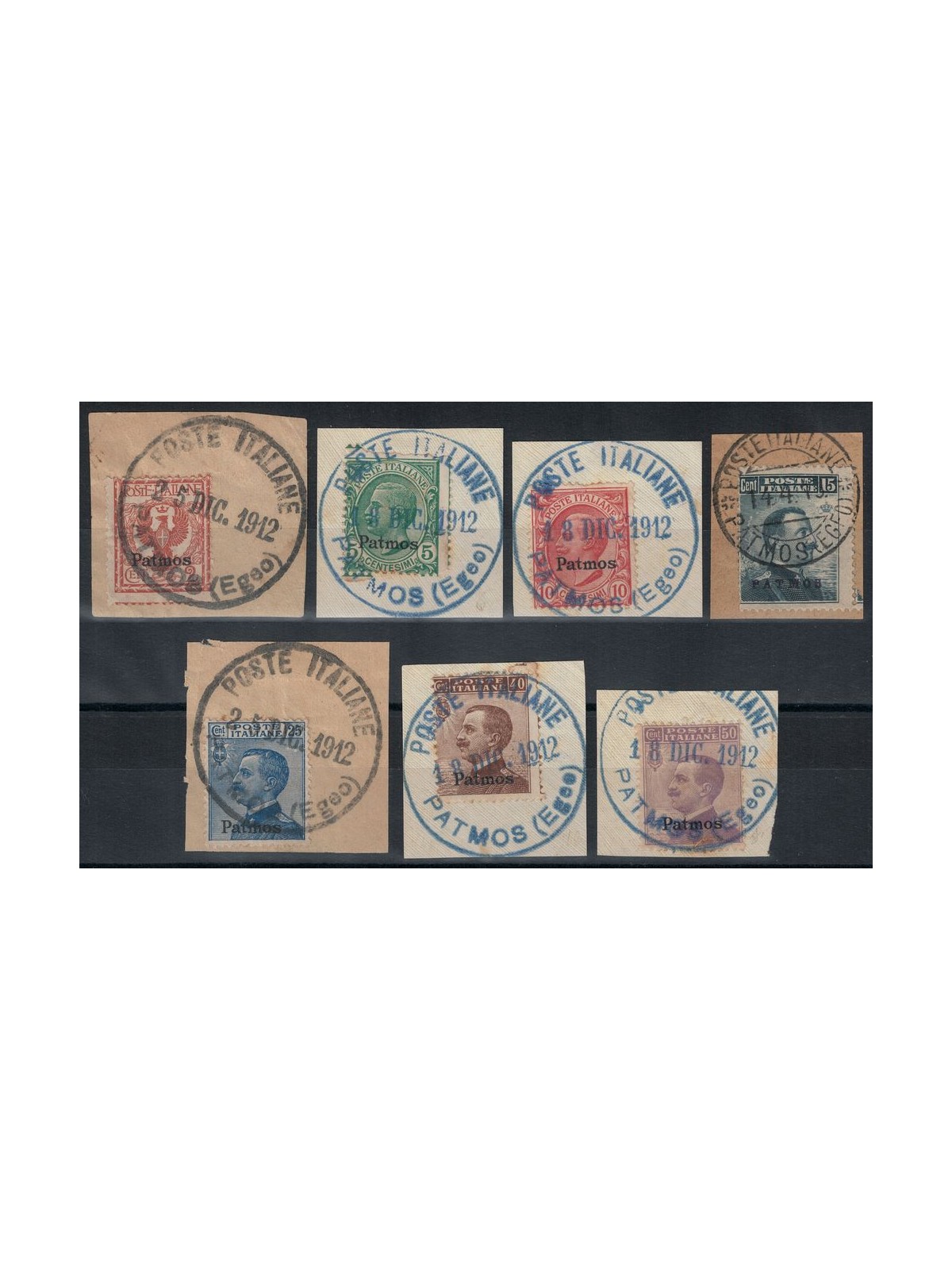 EGEO PATMO 1912 Serie ordinaria 7v usati su frammento