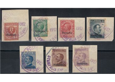 EGEO STAMPALIA 1912 Ordinary series 7v used on fragment
