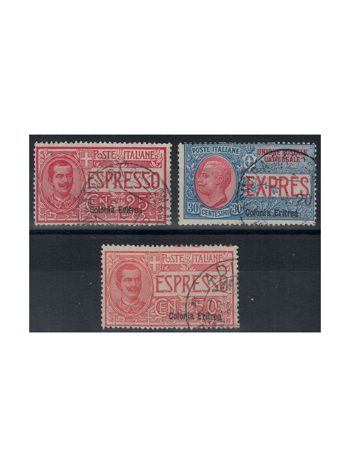 ERITREA 1907-21 Espressi 3v us