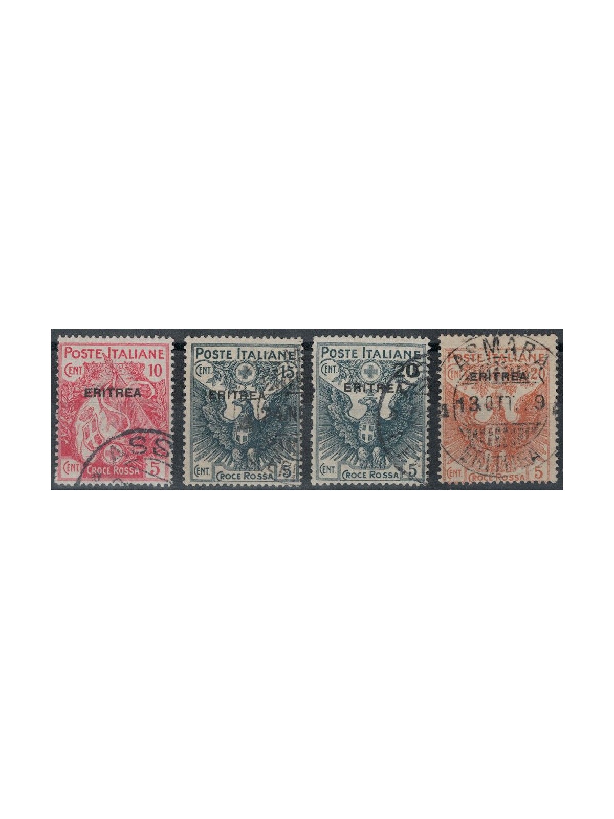 ERITREA 1916 Pro Red Cross 4v us