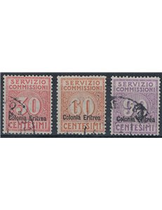 ERITREA 1916 Servizio commissioni 3v us