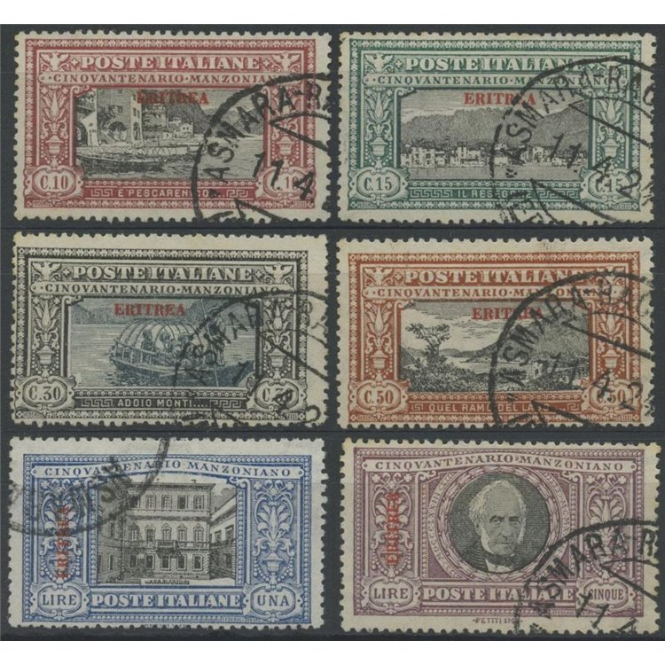 ERITREA 1924 Alessandro Manzoni 6v us ©