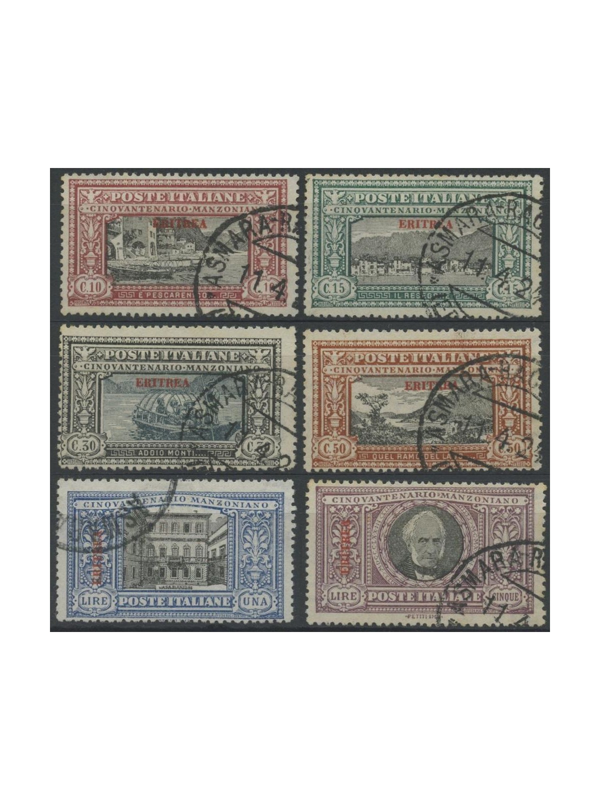 ERITREA 1924 Alessandro Manzoni 6v us ©