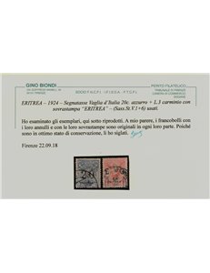 COLONIE ERITREA 1924 Segnatasse vaglia 6v us ©