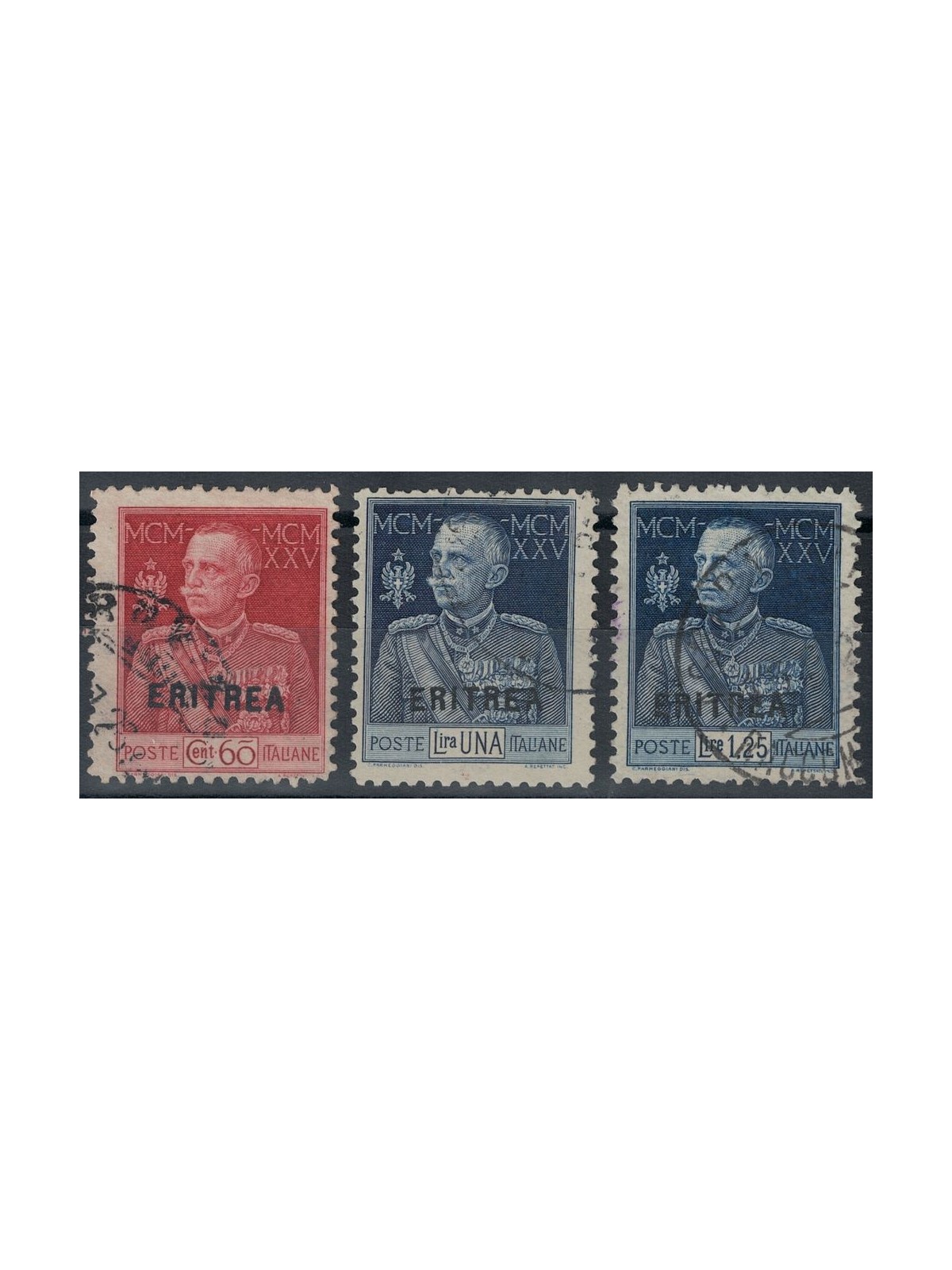 ERITREA 1925-26 Jubilee of the King (dent. 11) 3v us