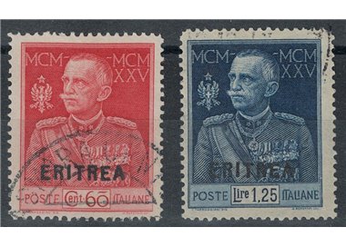 ERITREA 1925-26 Giubileo del Re (dent. 13½) 2v us