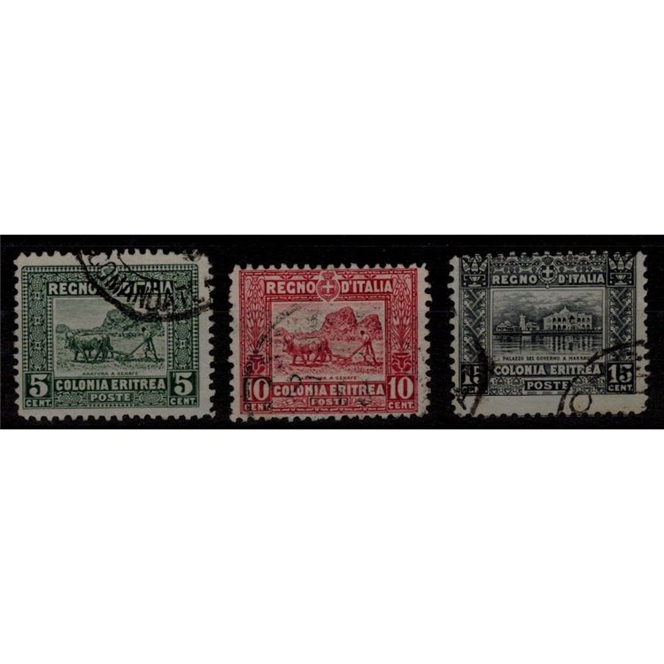 ERITREA 1928-29 Serie Pittorica 3v us ©