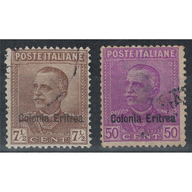 ERITREA 1928-29 Overprinted Colony of Eritrea 2v us