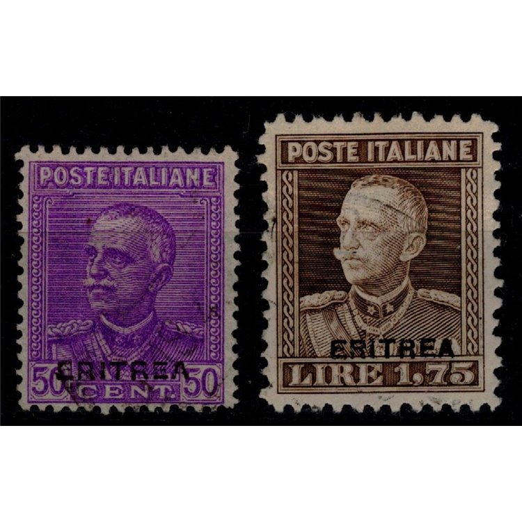 ERITREA 1928-29 Overprinted Eritrea 2v us