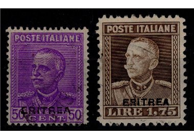 ERITREA 1928-29 Overprinted Eritrea 2v us