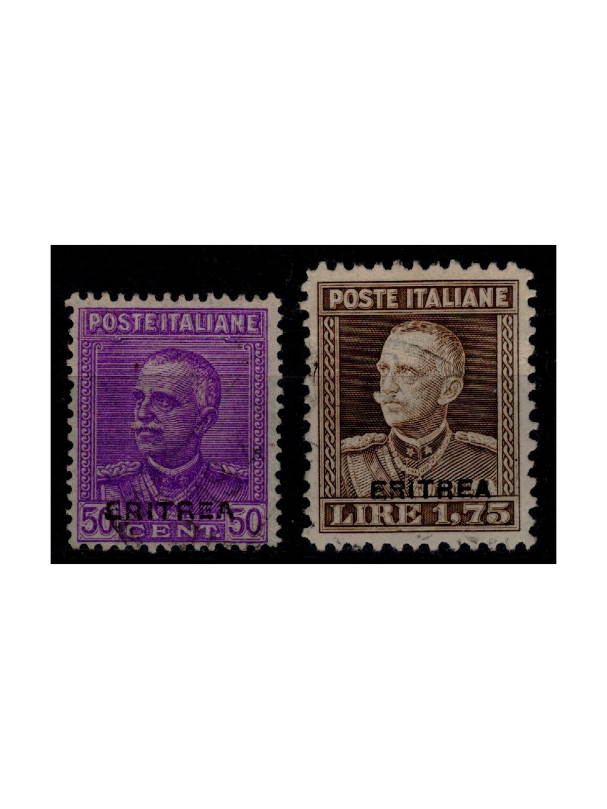 ERITREA 1928-29 Overprinted Eritrea 2v us