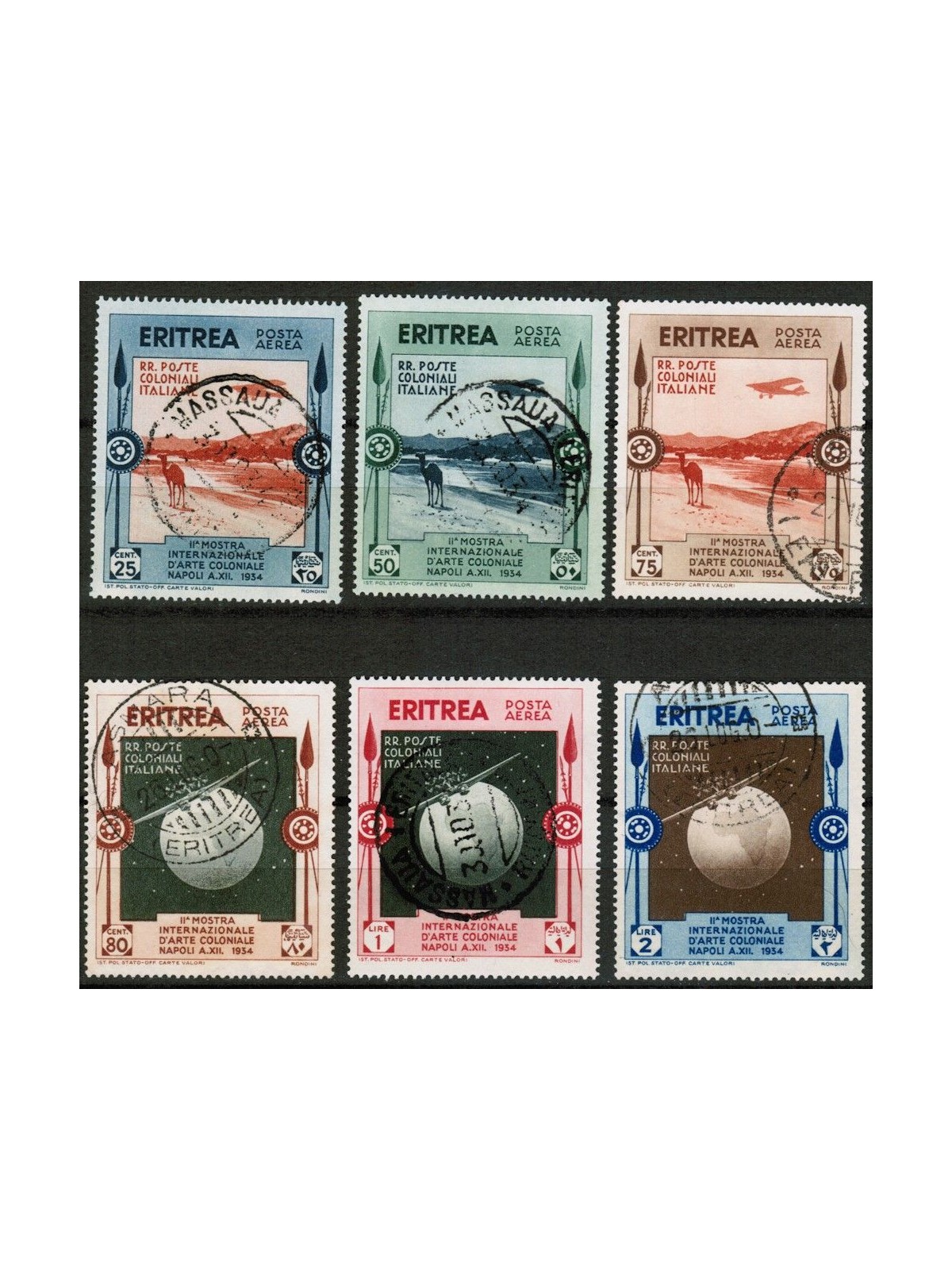 ERITREA 1934 Mostra d'arte coloniale (posta aerea) 6v us