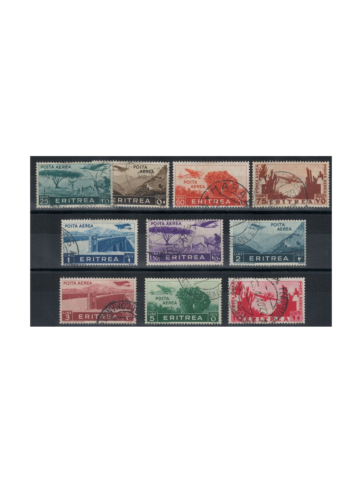 ERITREA 1936 Pictorial Series (airmail) 10v us
