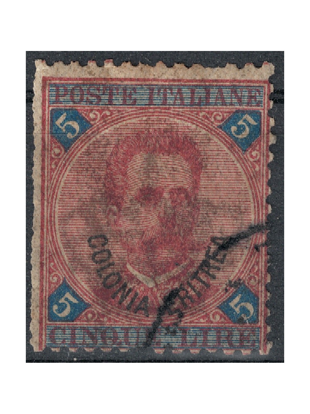 ERITREA 1893 5£ carminio e azzurro us