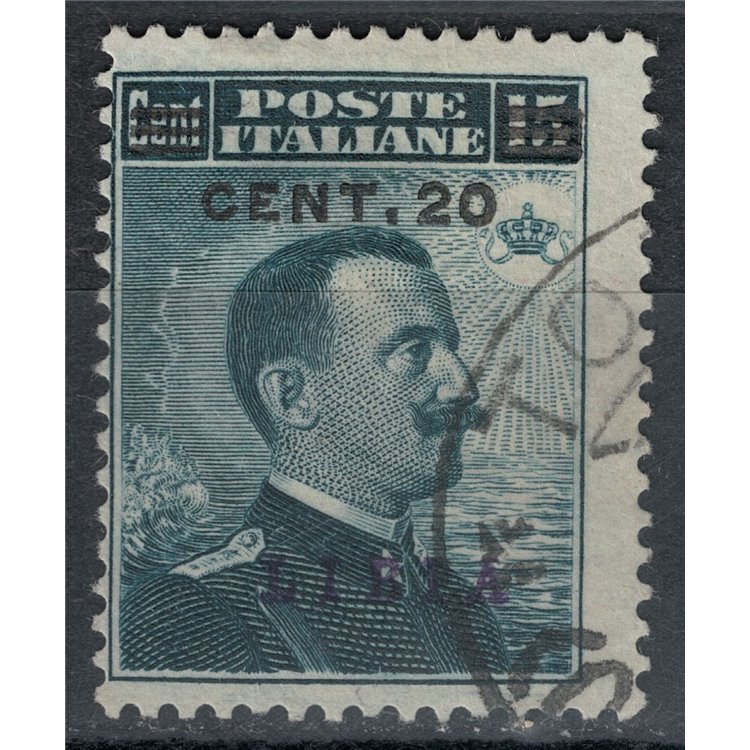 LIBIA 1916 20c su 15c grigio nero us