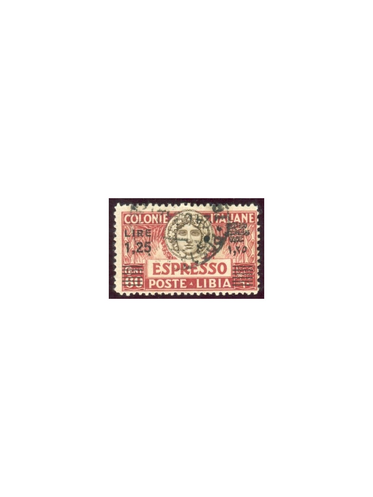 LIBIA 1927-36 Espresso 1,25£ su 60c (d. 11 sopr. nera) us