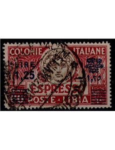 LIBIA 1927-36 Espresso 1,25£ su 60c (d. 14 sopr. azzurra) us