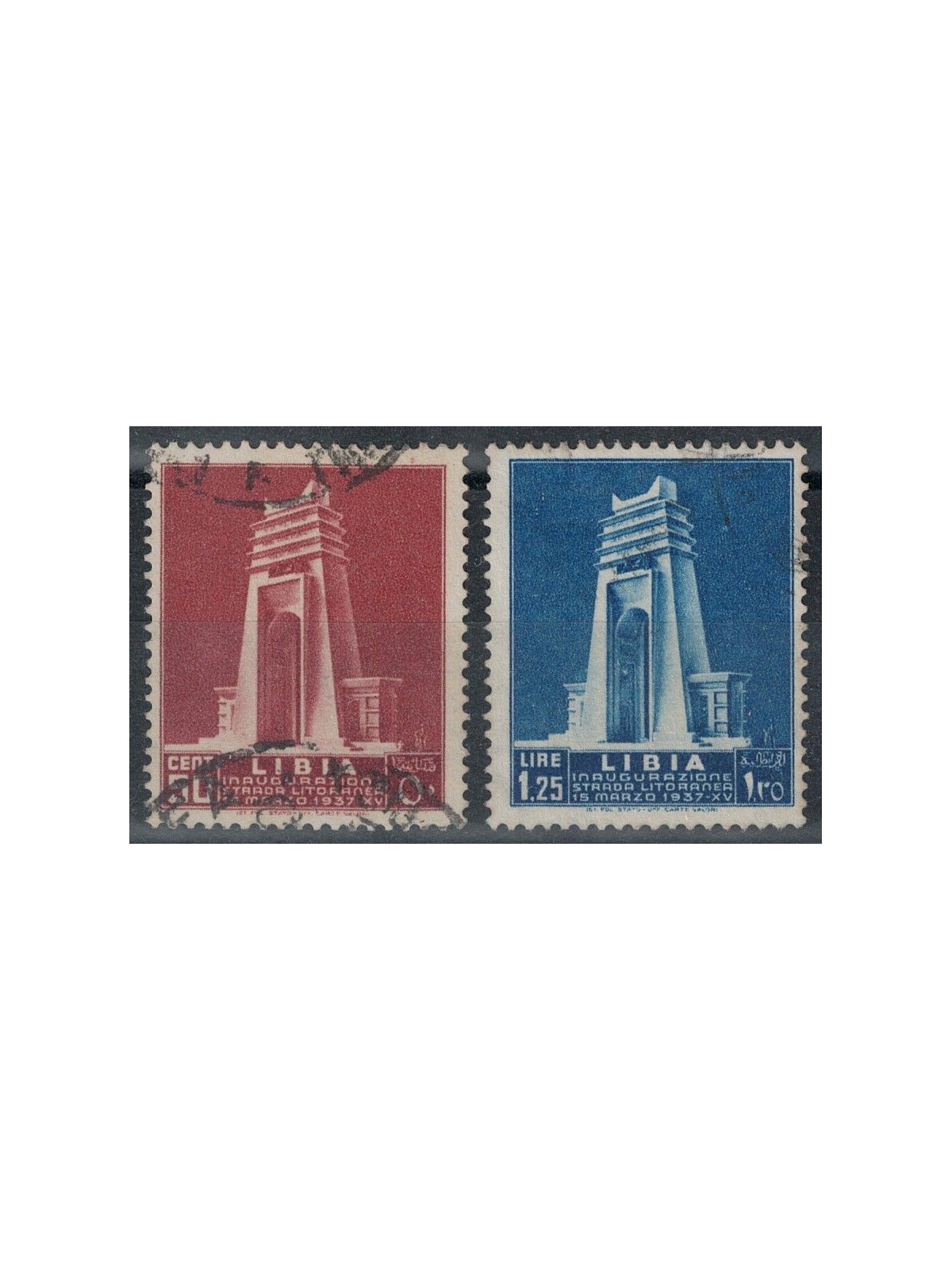 LIBIA 1937 Strada litoranea libica 2v us
