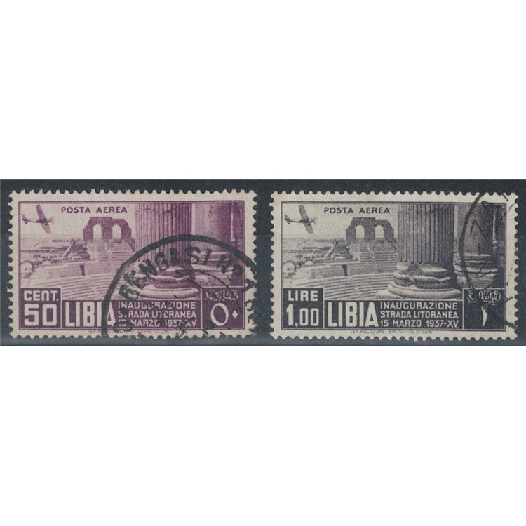 LIBYA 1937 Libyan Coastal Road (Airmail) 2v us