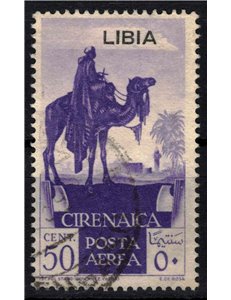 LIBYA 1936 Airmail 50c violet (top overlay) us