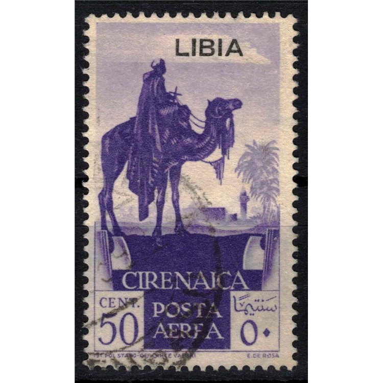 LIBYA 1936 Airmail 50c violet (top overlay) us