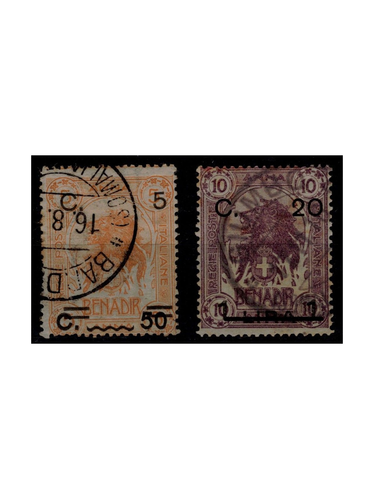 ITALIAN SOMALIA 1916 Ordinary set in cents 2v us