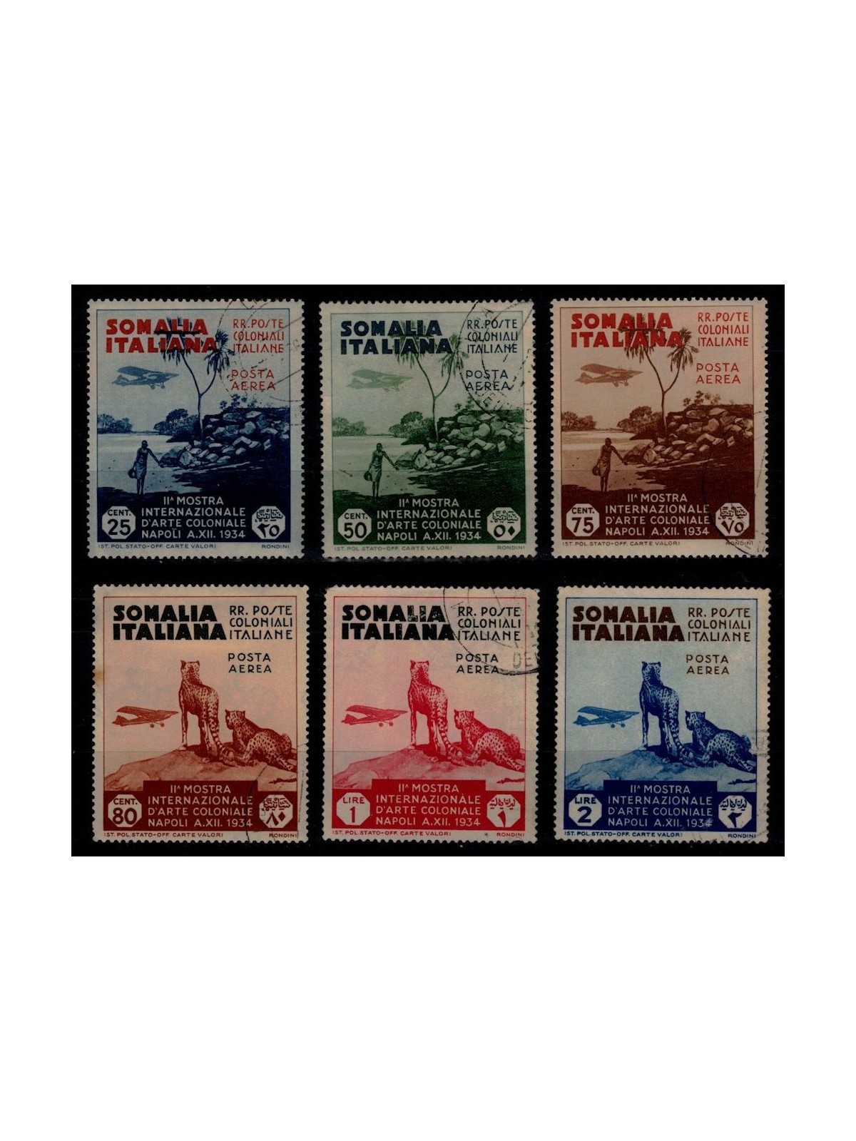 SOMALIA ITALIANA 1934 Mostra d'arte coloniale (posta aerea) 6v us